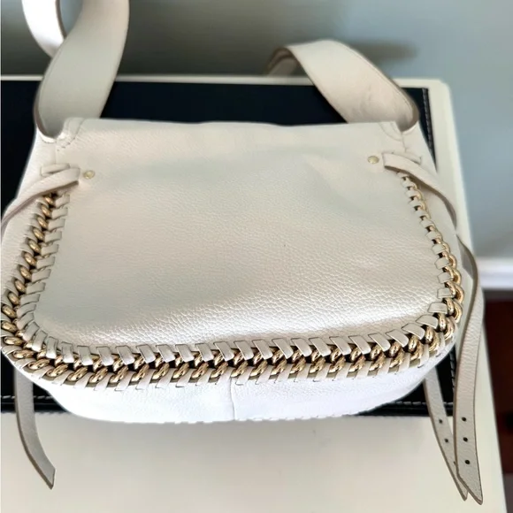 Coach Soft White Pebble Leather Crossbody with Gold Chain Trim. NWOT Medium SZ - Picture 6 of 16